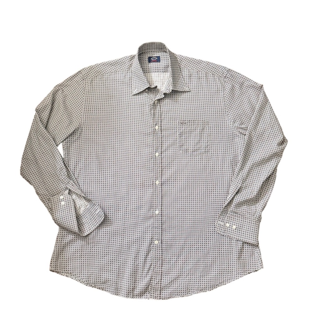 Paul & Shark Yachting XL 17.5 Geometric  Cotton Button Down Shirt‎ Italy ii34